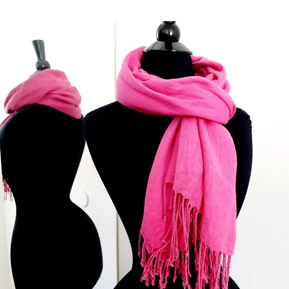 Hot Pink Multifunctional Lightweight Fringe Scarf Shawl 72" L